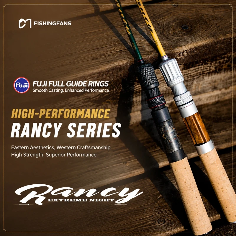 

Fishingfans Lanxi Day&Night Spinning Rod, Full FUJI-O & A Top Guides, 2A Cork Grip, Solid Wood Scroll holder