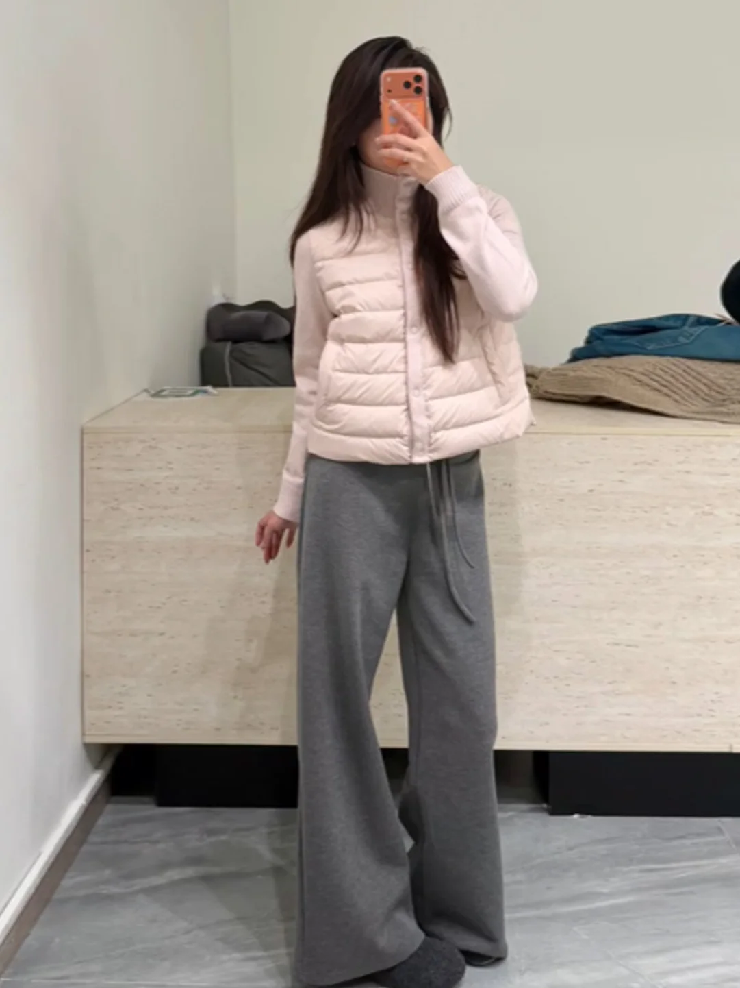 

Модная женская розовая универсальная зимняя куртка в корейском стиле с воротником-стойкой, вязаными элементами и пэчворком, утепленная, из хлопка, с эффектом омоложения