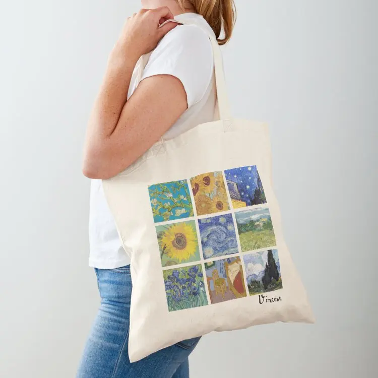 

Van Gogh Collage Art Gift Tote Bag women bag custom canvas bag reusable shopping Customizable tote