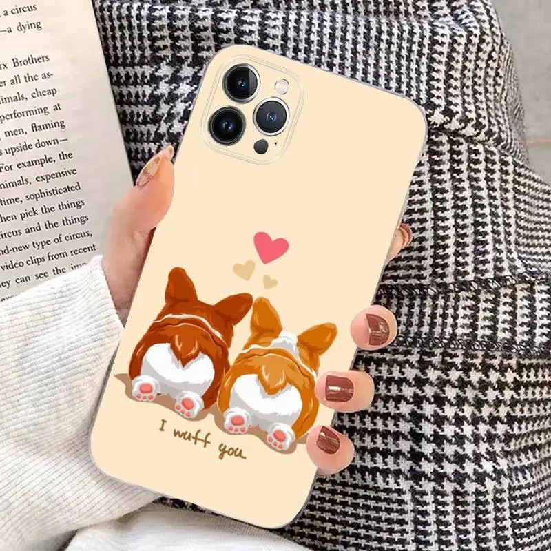 Cute Corgi Phone Case Silicone Soft for iphone 14 13 12 11 Pro Mini XS MAX 8 7 6 Plus X XS XR Cover