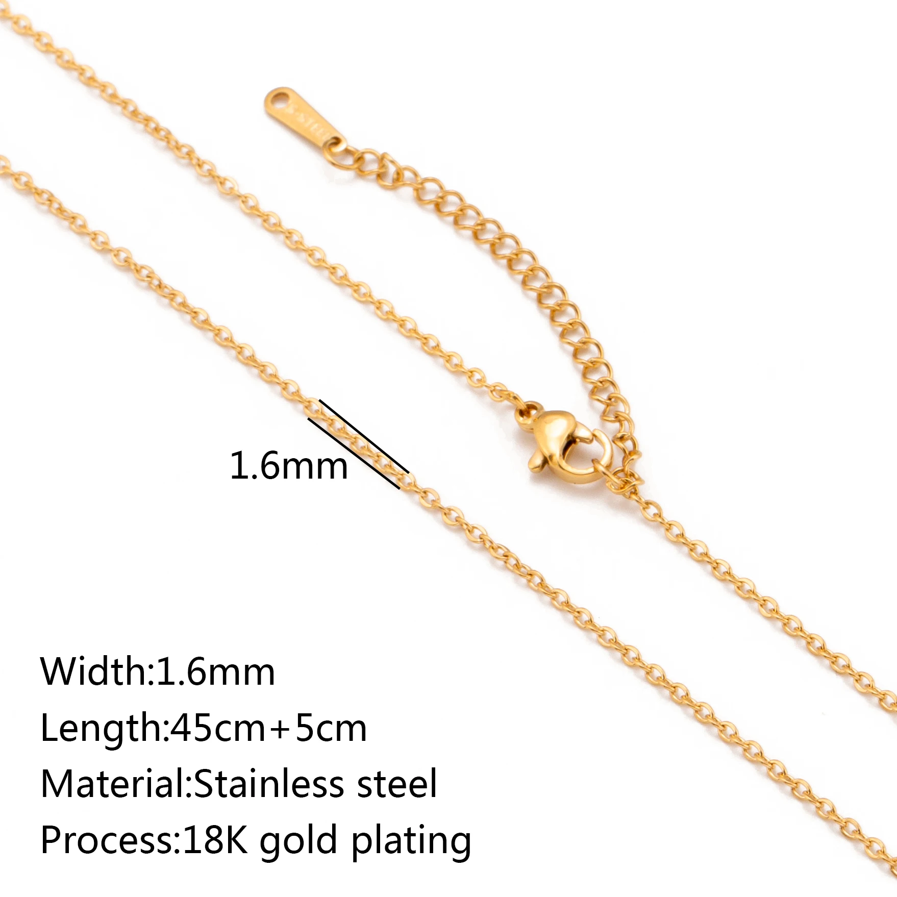 5pc 18K goudkleur PVD verguld roestvrij staal Cuba Cross O Ripple Twisted Chain ketting verstelbare ketting DIY ketting groothandel