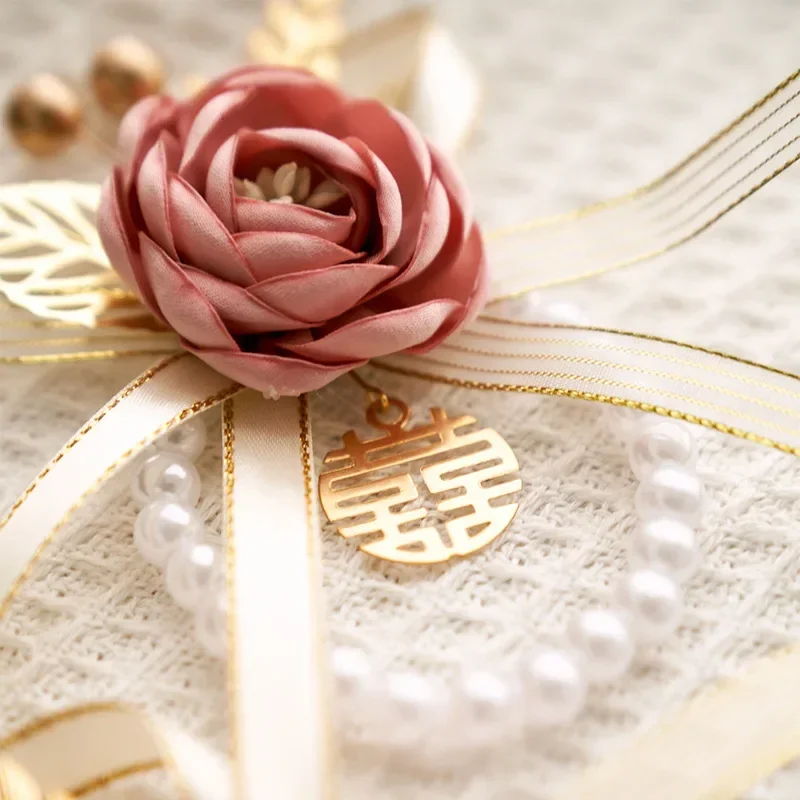 Noble เพื่อนเจ้าสาวเจ้าสาวดอกไม้ข้อมือเทียม Pearly สีชมพู Peony ข้อมือ Corsage งานแต่งงาน Ball Party ริบบิ้น Rose สร้อยข้อมือแต่งงาน