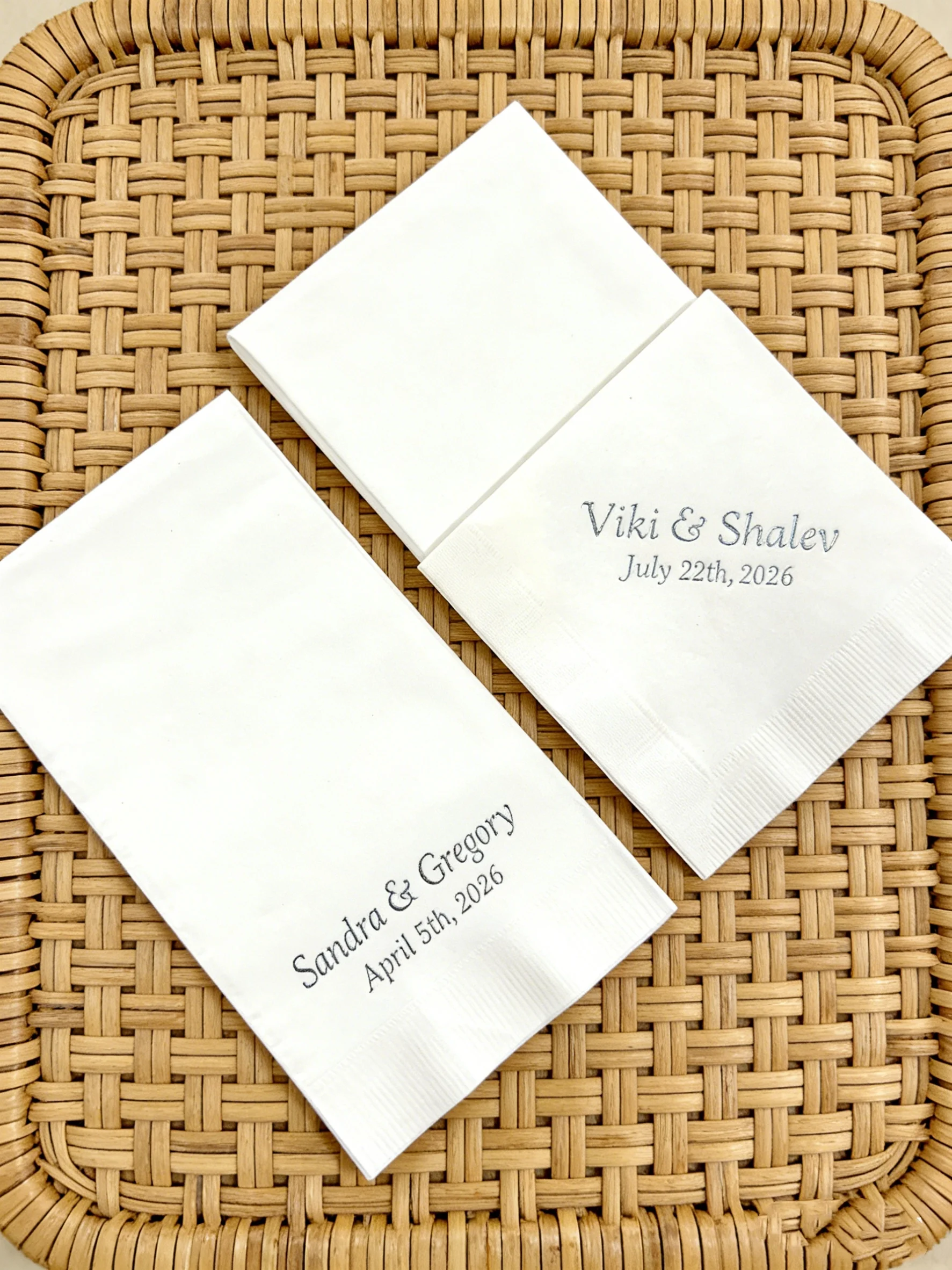 50pcs Custom Hanukkah Monogram Paper Napkins | Personalized Chanukah Holiday Party Disposable Napkins