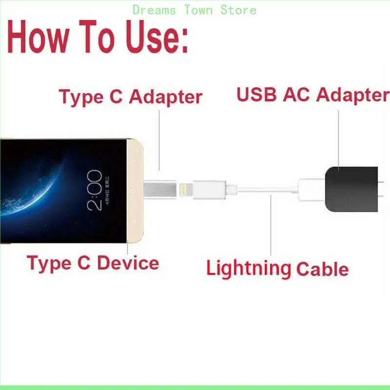 HX6A 8 Pin for Lightning Female to Type C Male Adapter Converter for S10 S9 Notebo