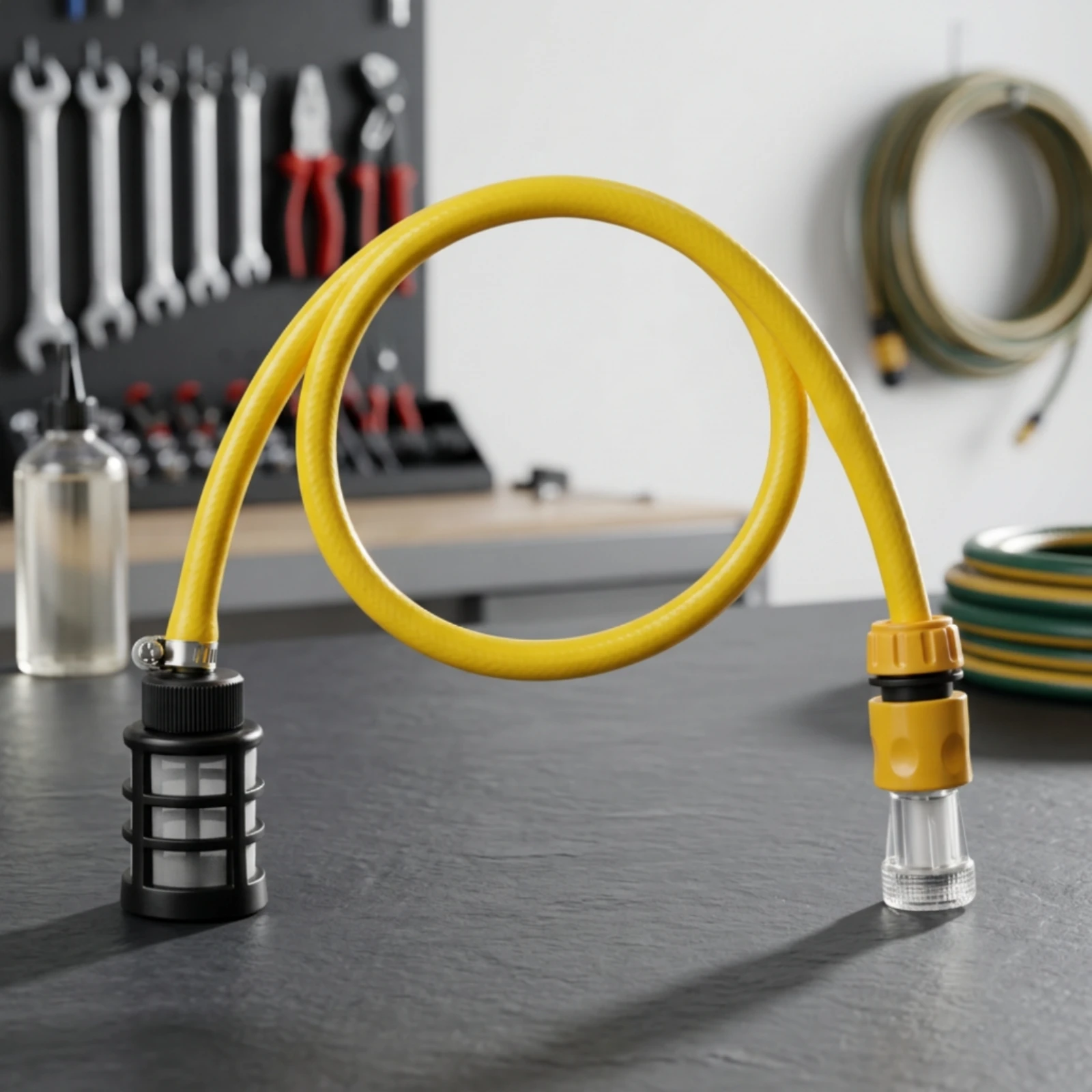 Pressure Washer Hose with Filter Quick-Connect Self-Priming Intake Hose Car Washer Water Inlet Pipe Flexible Sediment