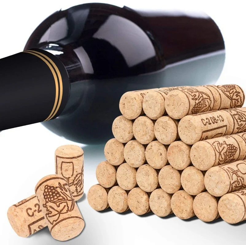 Wine Bottle Corks Stoppers and PVC Heat Shrink Capsules Natural Wine Corks Craft Corks Excellent for Crafting & Decor