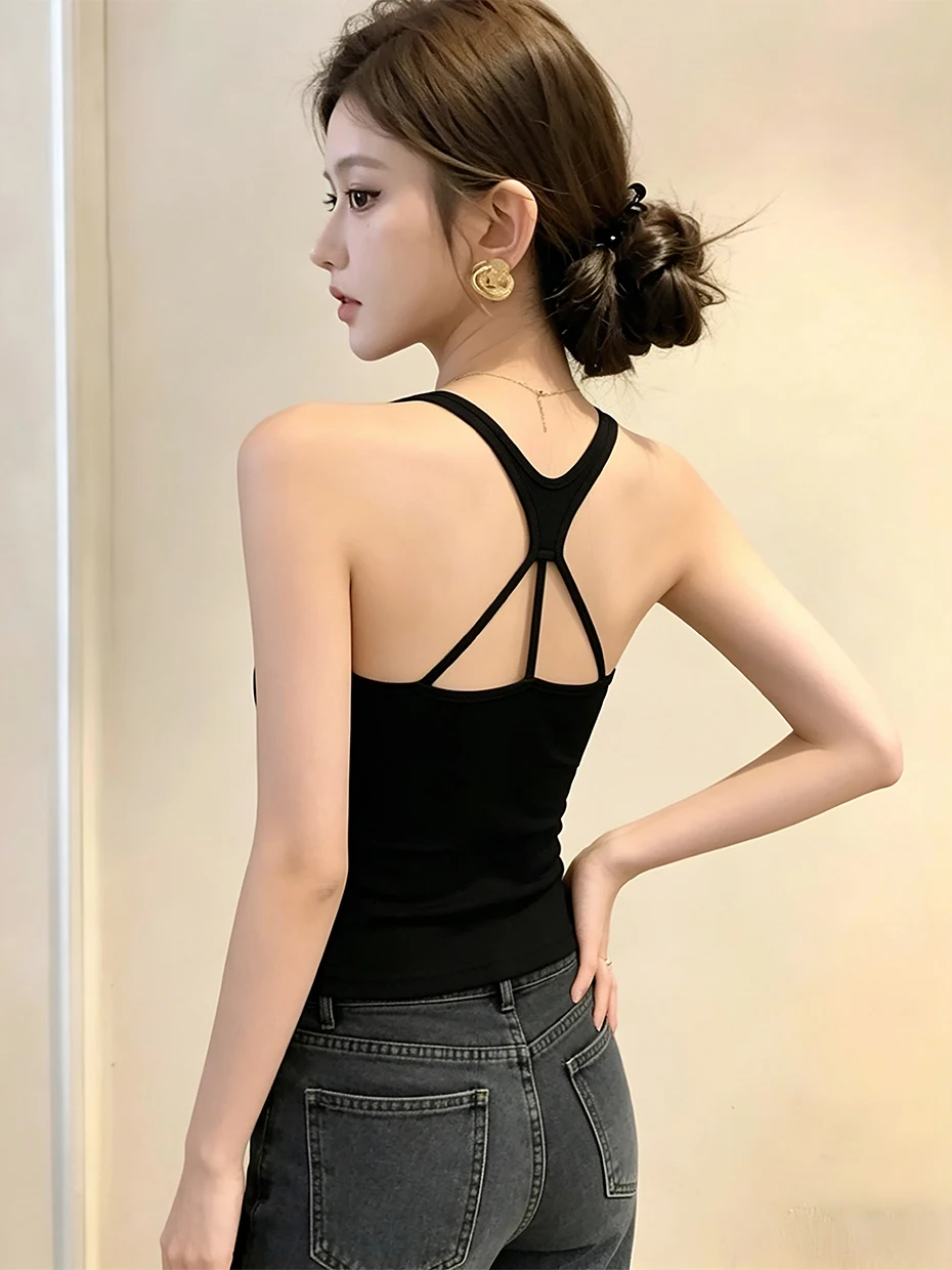 Sexy Pure Desire Strapless Backless Crop Top Women's Outerwear Bra Integrated Slimming Sleeveless Shirt Citywalk Casual Summer
