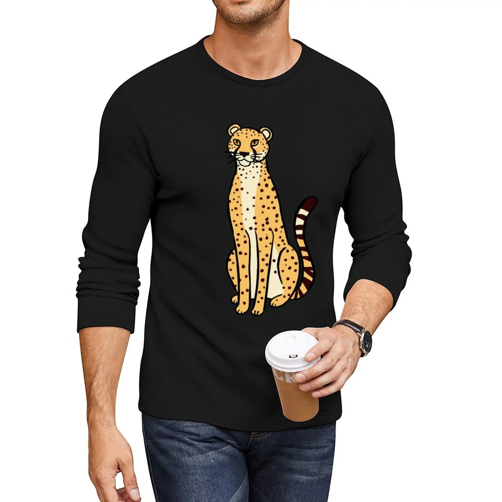 Cute cheetah illustration Long T-Shirt plus size t shirts plus size tops boys white t shirts t shirts for men