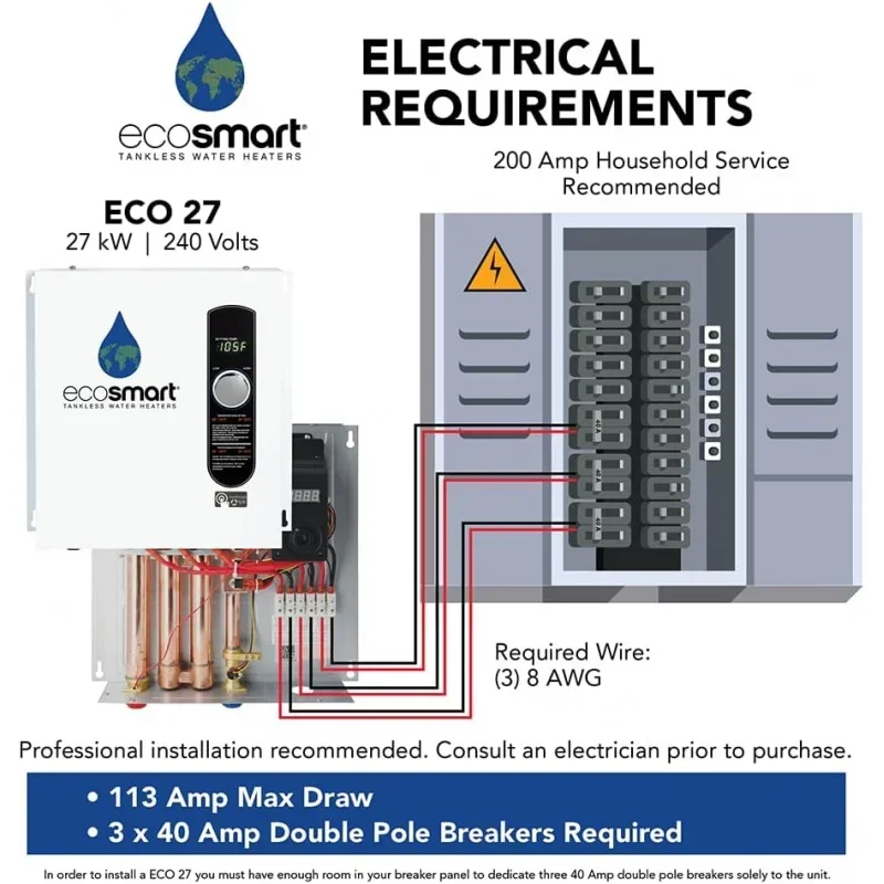 QWEco 27 เครื่องทําน้ําอุ่น tankless,ไฟฟ้า,27-kw-ปริมาณ 1,17x17x3.5