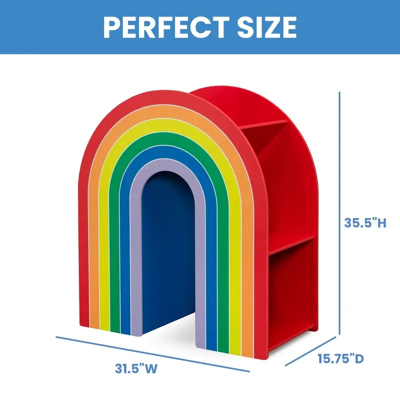 Rainbow Wooden Bookshelf for Kids Multi Purpose Storage Cabinet for Home Bedroom School Kindergarten Modern Furniture