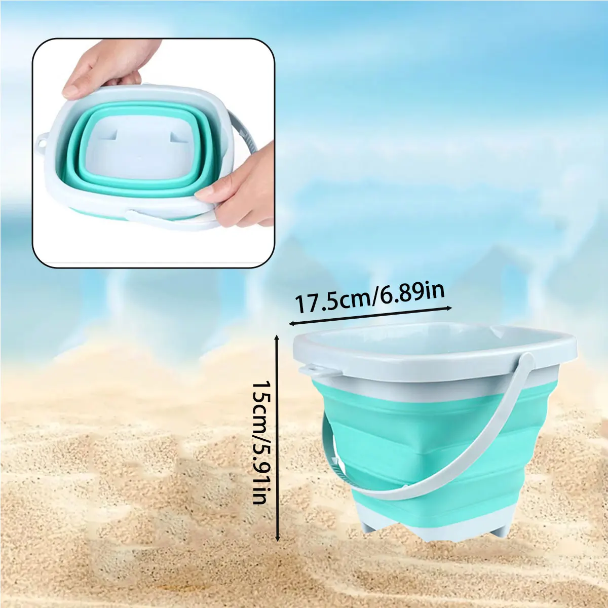 Pala de playa para niños o con cubo plegable, juguete puntiagudo de arena para niños, juego al aire libre, juego de agua/nieve, regalo de verano e invierno, 1/2 Uds.