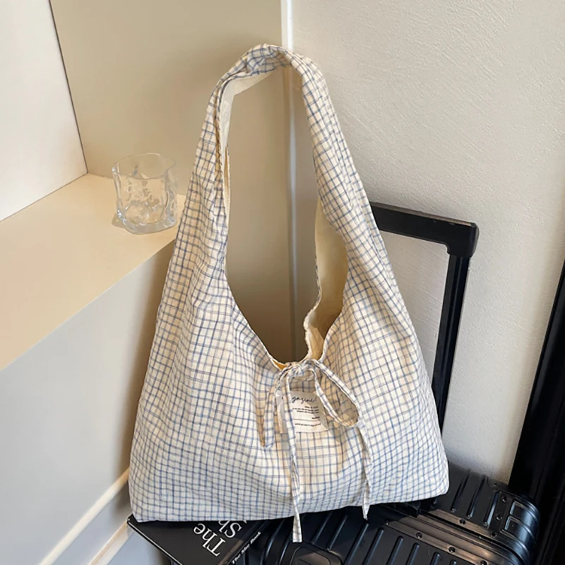 

HAEX Casual Ladies Tote Bags Fashion 2025 Designer 2 Sides Available Plaid Shoulder Bolso Mujer Light Commute Retro Women's Bag