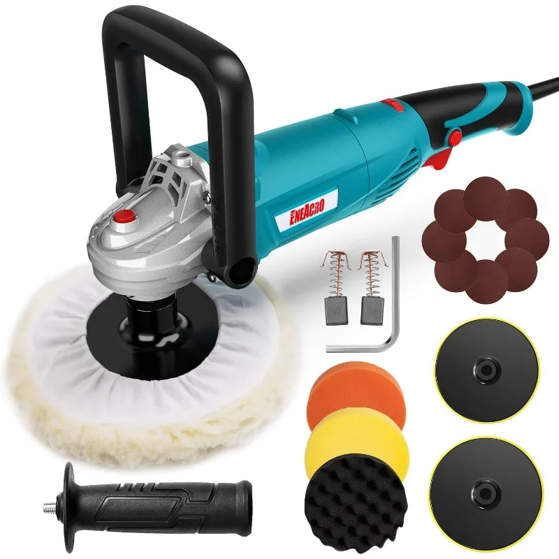 Polisher, Rotary Car Buffer Polisher Waxer, 1200W 7-inch/6-inch Variable Speed 1500-3500RPM, Detachable Handle Perfect for Boat