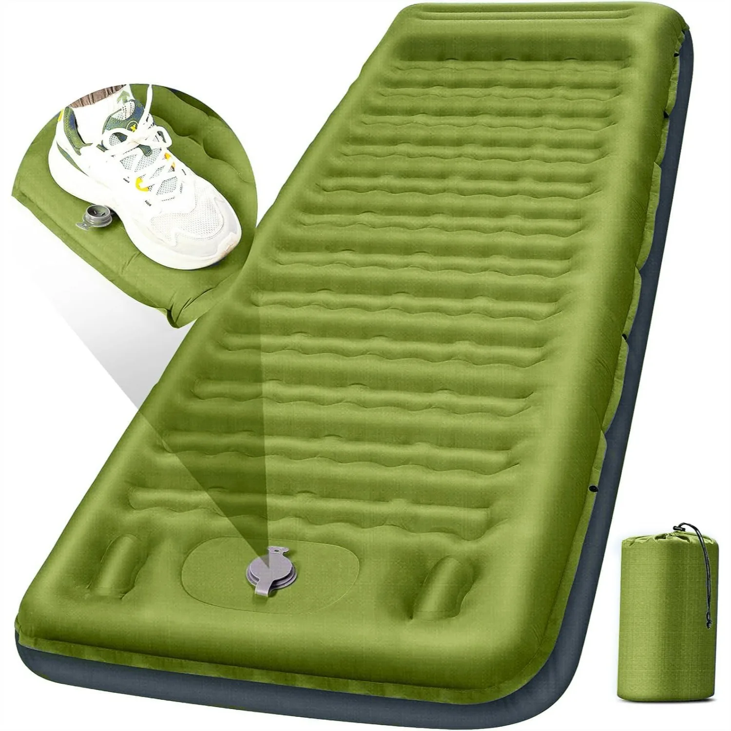 

Camping Sleeping Pad, Extra Thick 5 Inch Inflatable Mat with Built-in Pillow and Foot Pump for Camping Backpacking Hiking Travel