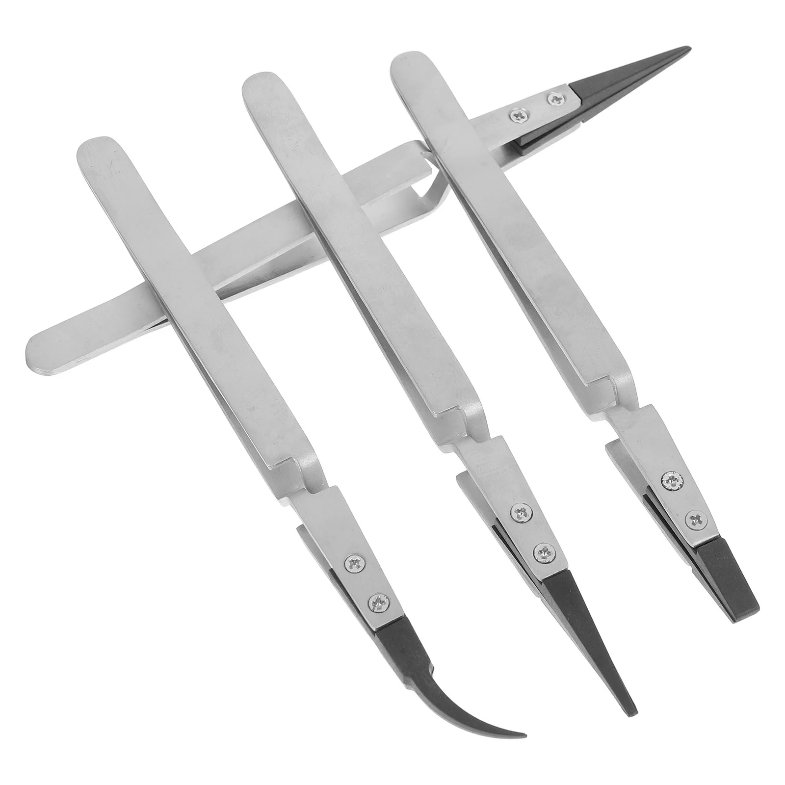 

4Pcs Cross Lock Stainless Steel Reverse Tweezers Set Esd Precision Tweezers Electronics Jewelry Laboratory Craft Small Parts