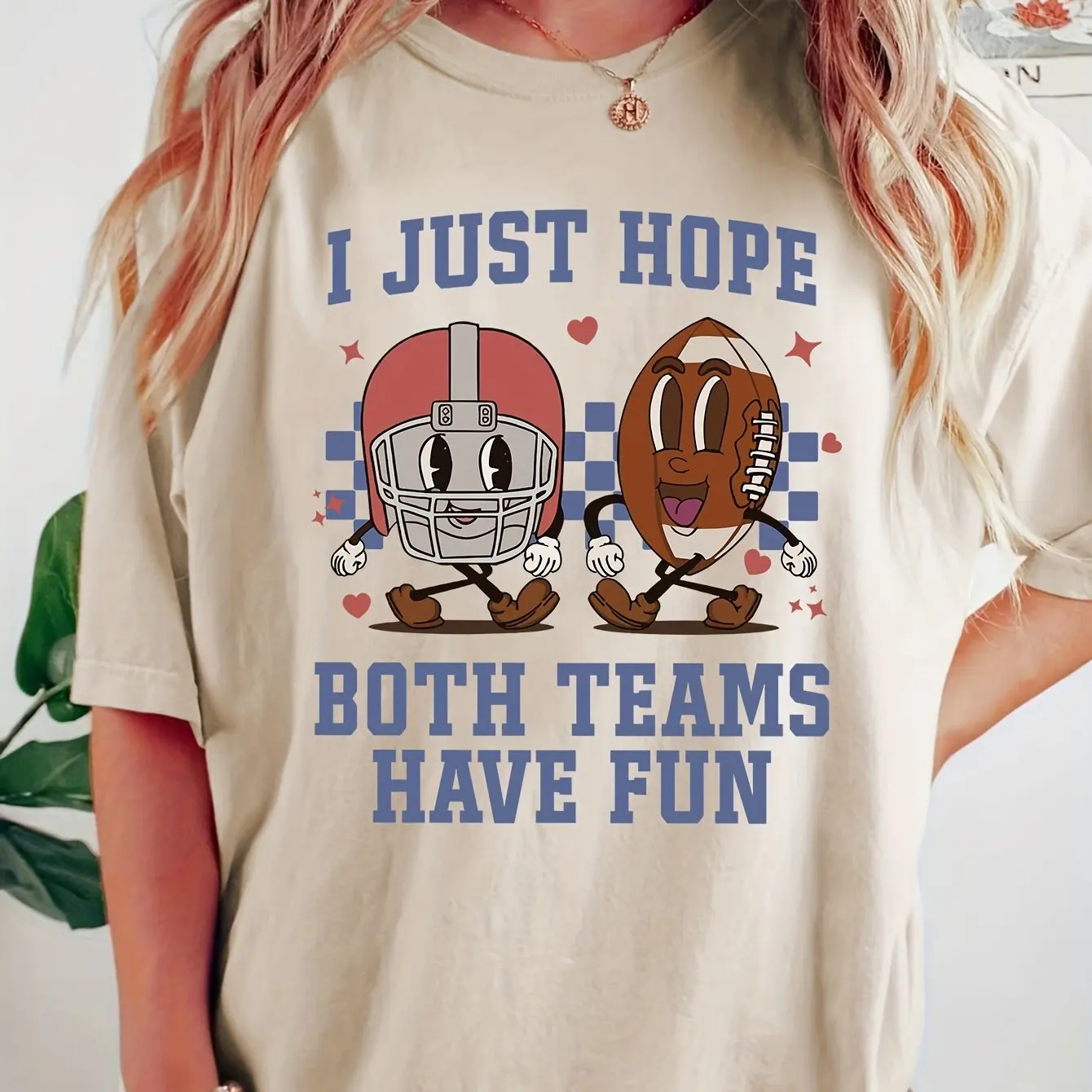 

Trendy Letter Football Graphic Tees Tops Comfortable Crew Neck Short Sleeve Womens Casual Cotton Tshirt Fashion Female Clothing