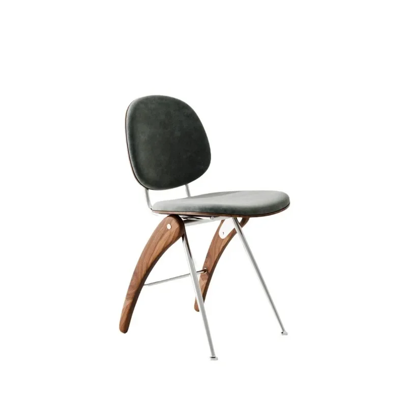

Kingfisher chair solid wood stainless steel Bauhaus dining chair antique home designer creative single chair