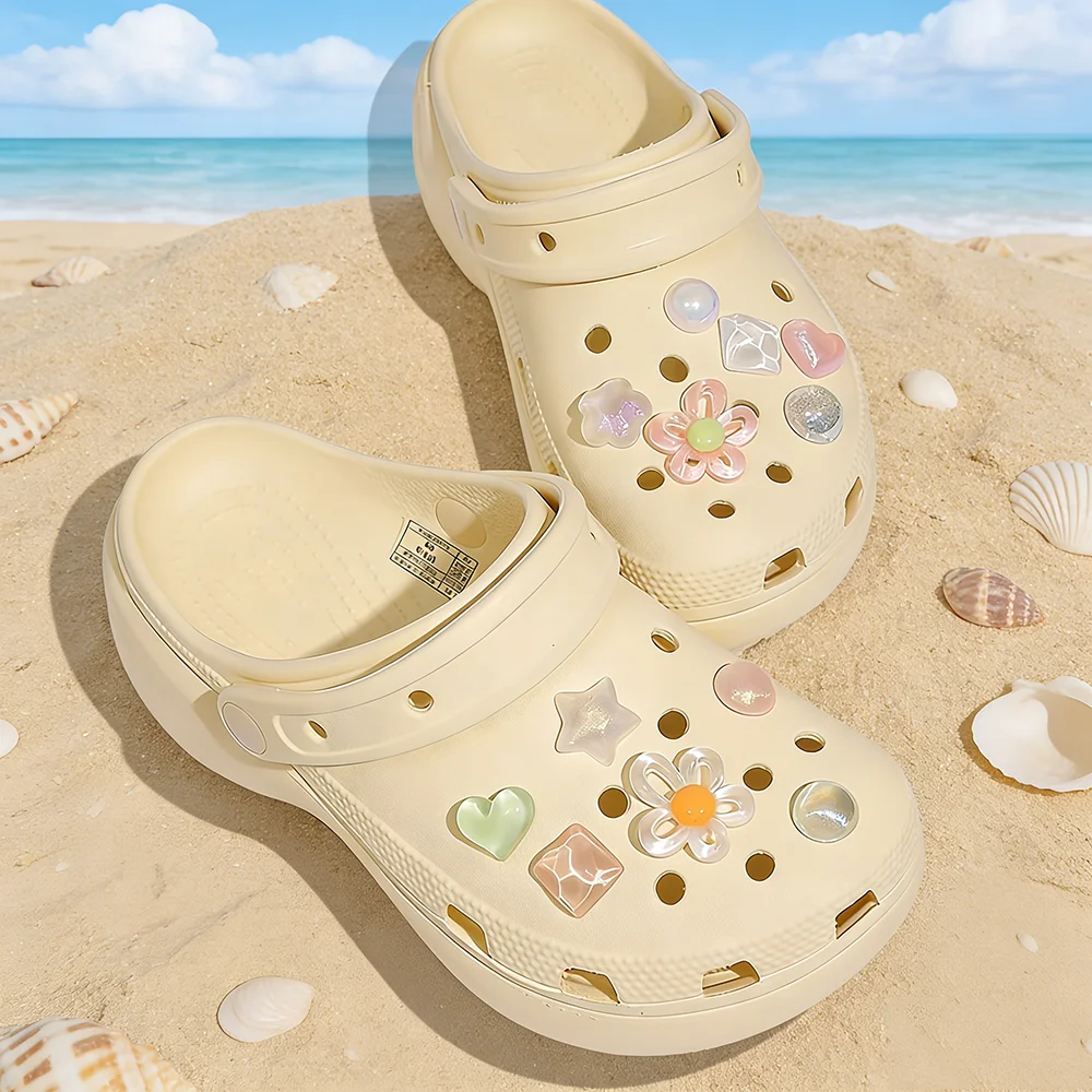 1Set Colorful Sparkling Powder Shoe DIY Charms Set DIY Crystal Pearl Flower Shoe DIY Decorations Detachable Shoe DIY Accessories