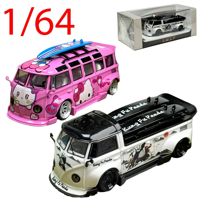 

LMLF литой под давлением масштаб 1/64 Volkswagen, модель автомобиля из сплава Volkswagen T1 Van, пикап с широким кузовом, модифицированная модель, подарки для мальчиков