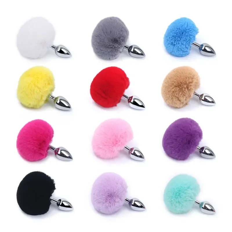 5 Size 12 Colours Stainless Steel Rabbit Tail Anal Plug Bunny Tail Butt Plugs Bdsm Anal Sex Toys Adult Products