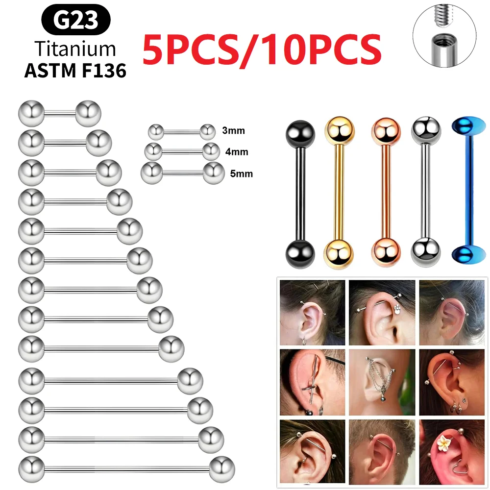 Set de Joyería Corporal Industrial de Titanio para Piercings: Barbell, Bridge, Helix, Tragus, Cartilage, Daith, Conch, Rook, Labret, Stud para Lengua, Stack