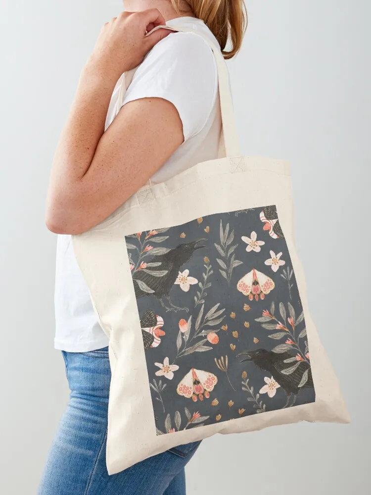

Black Crow and Butterflies Tote Bag Women's beach bags hand bag ladies cloth bag woman Fabric