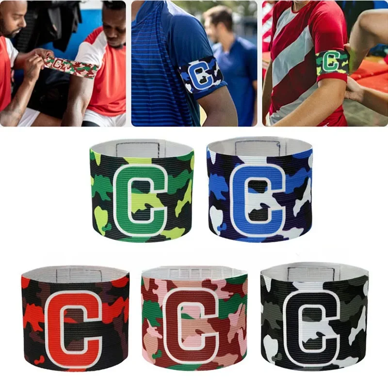 Adult Camouflage Captain Armband Football Match C-line Armband Wearing Wrapped Adjustable Soccer Games Player Tournament Band