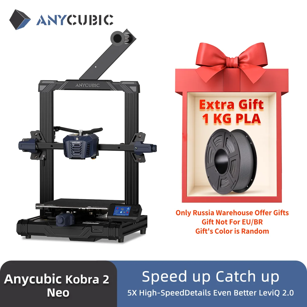 

ANYCUBIC Kobra 2 Neo FDM 3D Printer With 250mm/s Max Print Speed Build Size 9.8x8.7x8.7in/250 x 220 x220 mm 25-Point Leveling