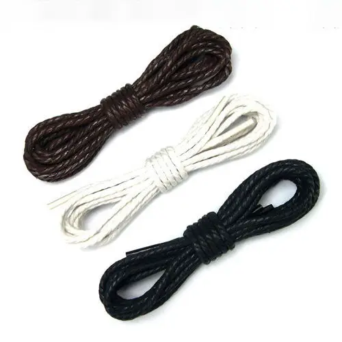 Three twisted rope waxing round 0.35cm thick leather shoes with boots  shoelaces business mountaineering.