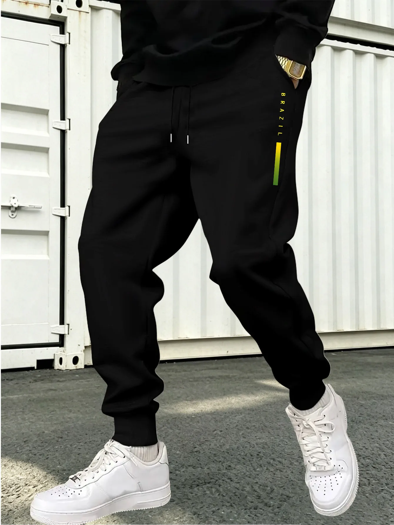 Korean Simple Men's Cuffed Sweatpants, Breathable All-match Casual Joggers For Daily Street Outfits S-3XL