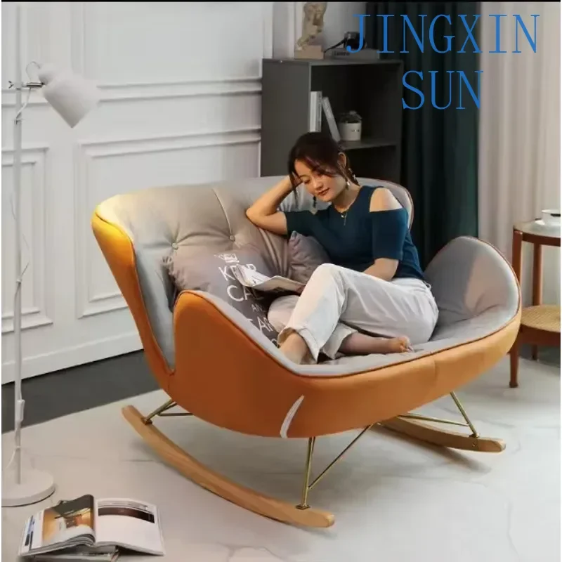 Hot Selling Lamb Wool With Solid Wood Frame Metal Legs Bedroom Accent Chair Rocking Chair