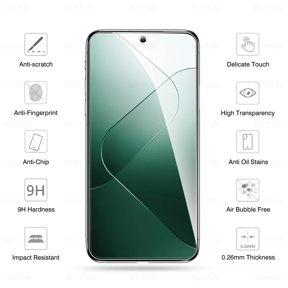 3Pcs Protective Glass For Xiaomi 14 5G Full CoverTempered Glass For Xiaomi14  Anti-Fingerprint screen protectors 6.36'' HD Film