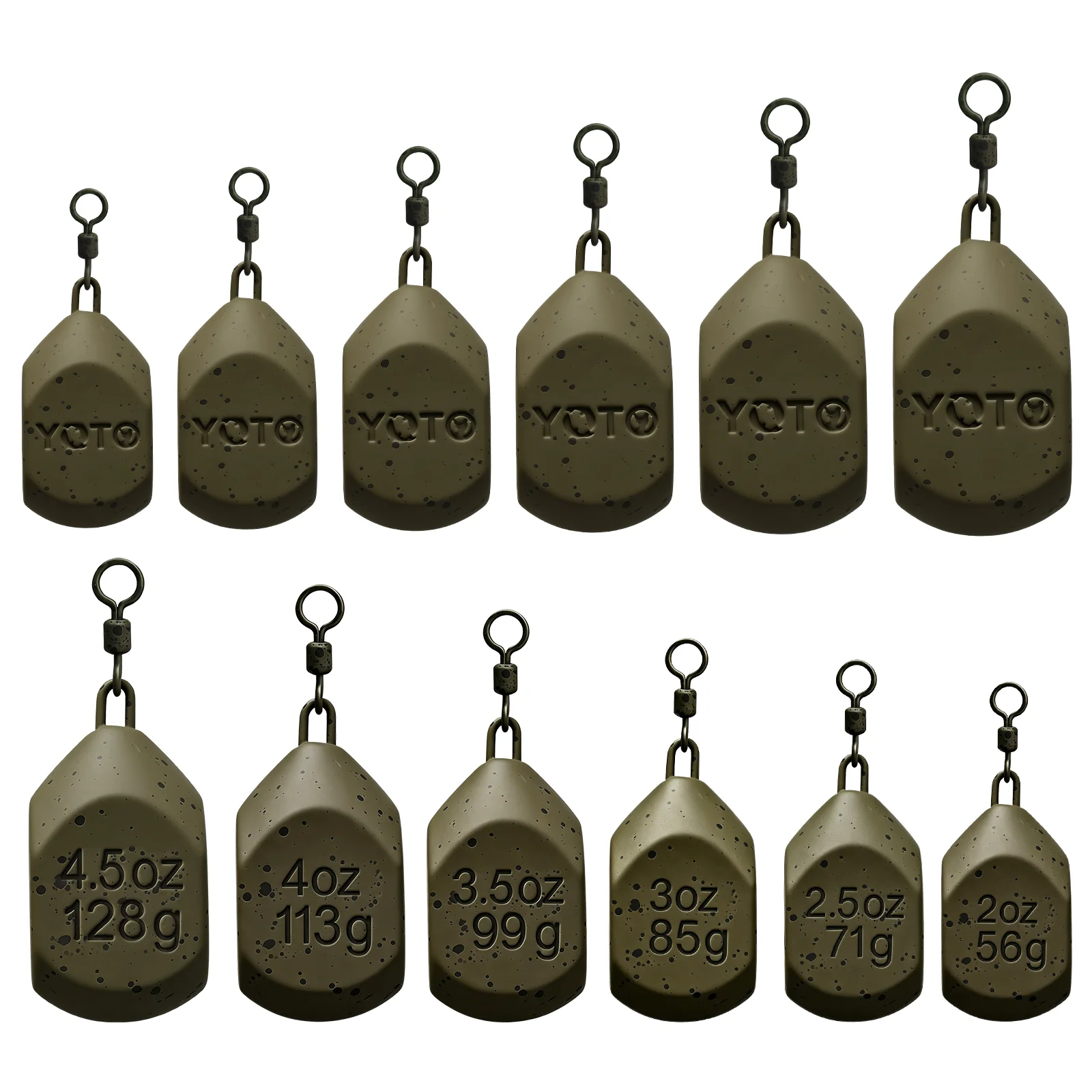 3pcs Heavy Duty Strong Current Resistant Carp Fishing Sinkers, Flat Anti Snag Anti-Roll Bottom Weights with 360° Rotating Swivel
