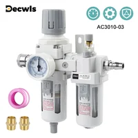 Filtro para compresor de aire AC3010-03, regulador de filtro de aire, rosca de 3/8'', resistente a altas presiones, separador de aceite y agua, drenaje semiautomático, robusto, filtración de precisión.