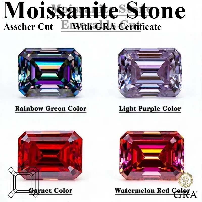 

Moissanite Stone Emerald Cut VVS1 Combination Chain with GRA Certificate Charms Ideal for Advanced Jewelry Making