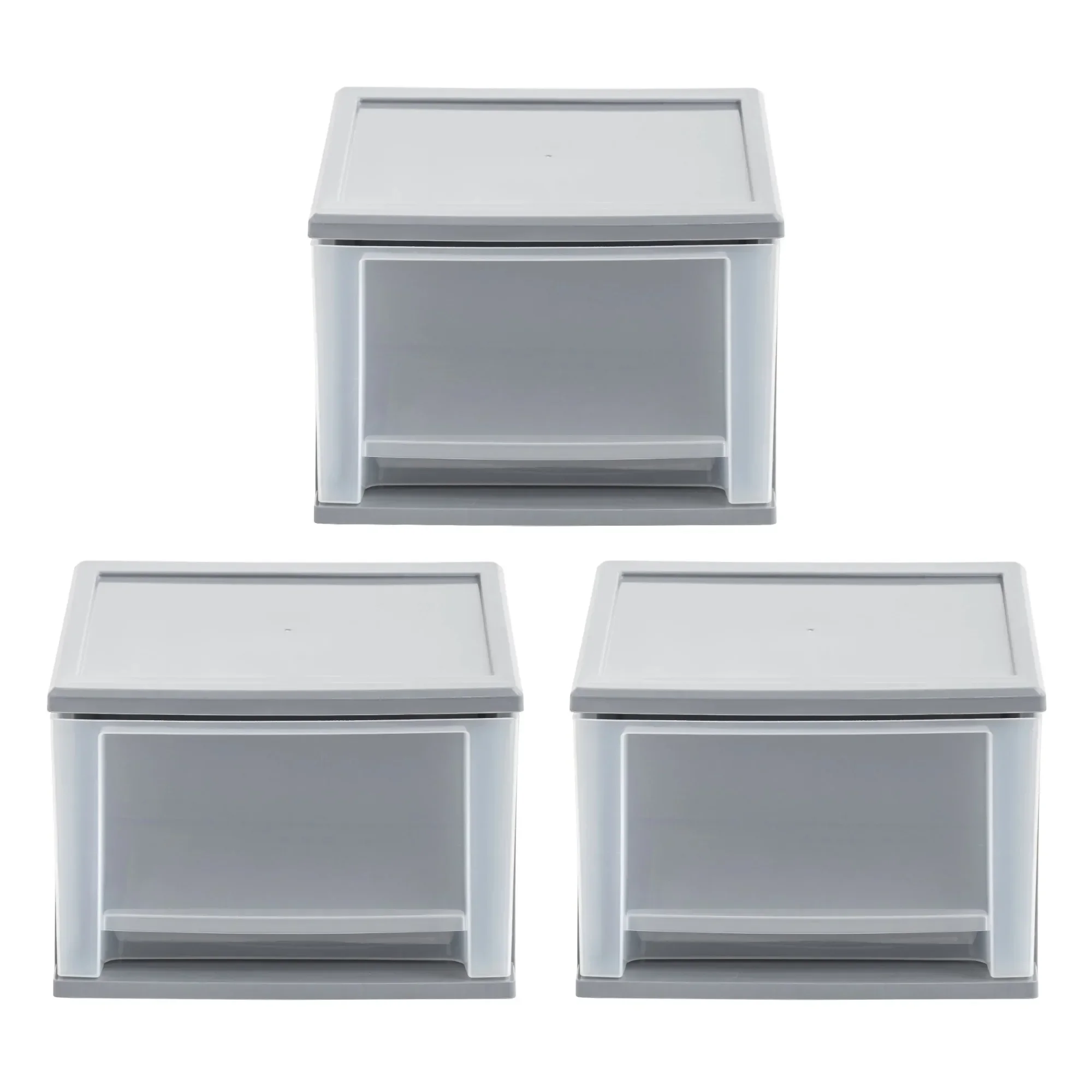 Cassetti medi in plastica da 17 Qt, contenitori portaoggetti sotto il letto, impilabili, modulari, confezione da 3