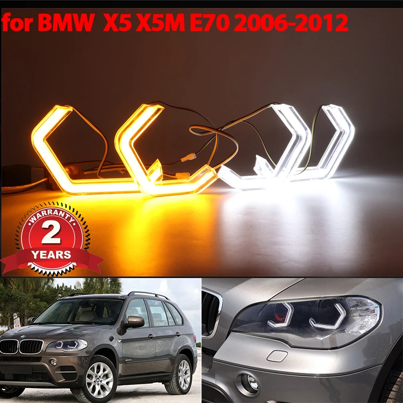 M4 style LED Angel Eyes Kit  Ring Headlight Lamps For BMW X5 X5M E70 2006-2012 Bright Refit Day Light turn signal light