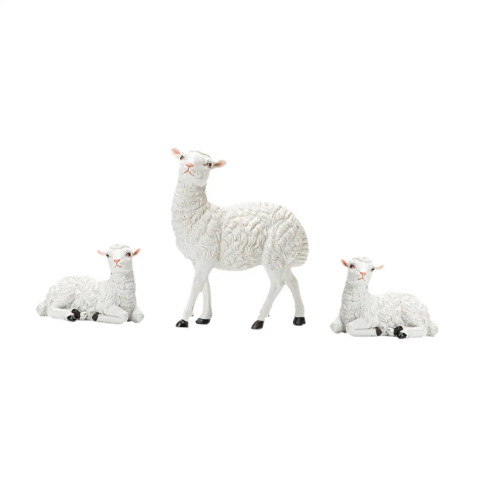 3x Miniature Sheep Statue Desktop Ornament Collecting Home Decor White Lamb