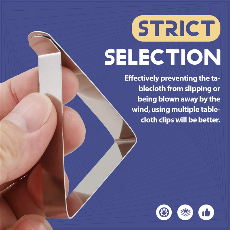 ABGR-12 Uds Clip para mantel de acero inoxidable, abrazaderas ajustables antideslizantes para cubierta de mesa, soportes para mantel para fiesta y Picnic
