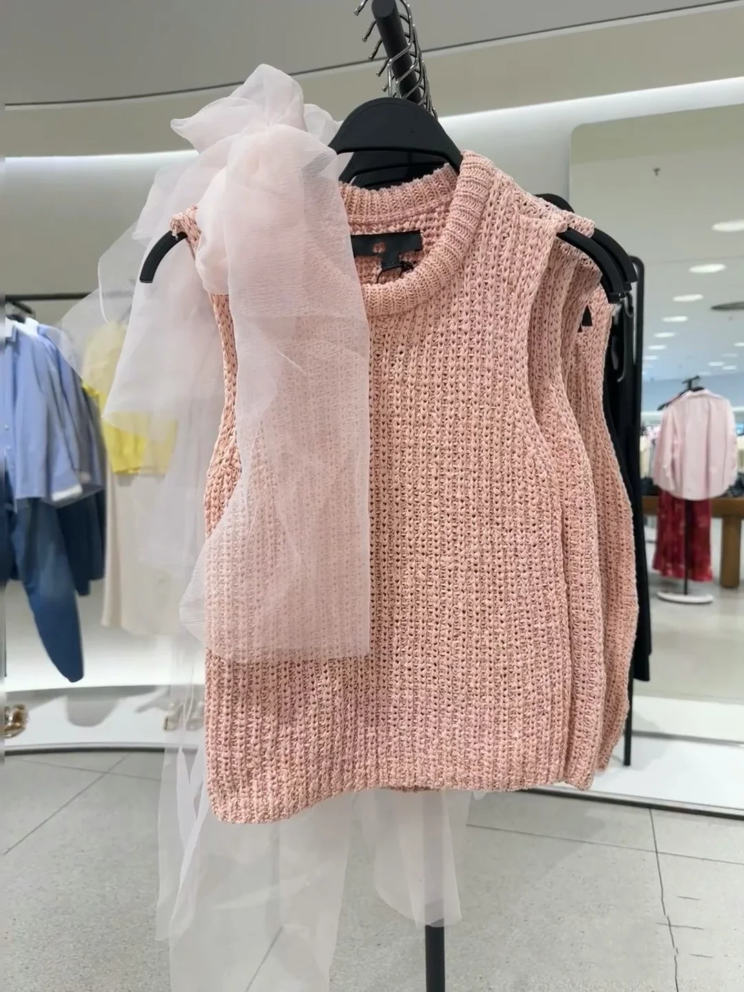 

Sweet Sle Transparent Knitted Vest Top Knot Design Svel New Spring Women's Faion Polyester Fiber Loose Fit