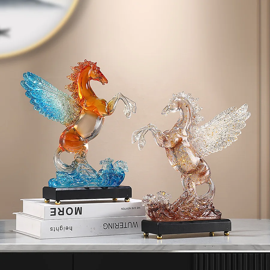 CX transparent Pegasus ornament light luxury high-end living room home decoration office gift