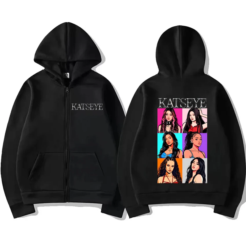 

kpop Katseye cool Classic Zipper Hoodie Coat Men Women High Quality vintage Casual Oversized fashion Unisex Fleece Zip-up Jacket