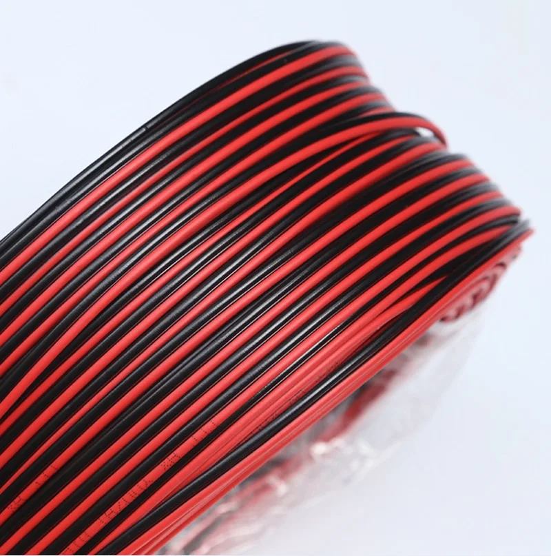 12V Red Black Hookup Wire 2 Pin Automotive Flat Cable LED Extension Wires For Doorbell LED Ribbon Lamp Tape Lighting Speakers