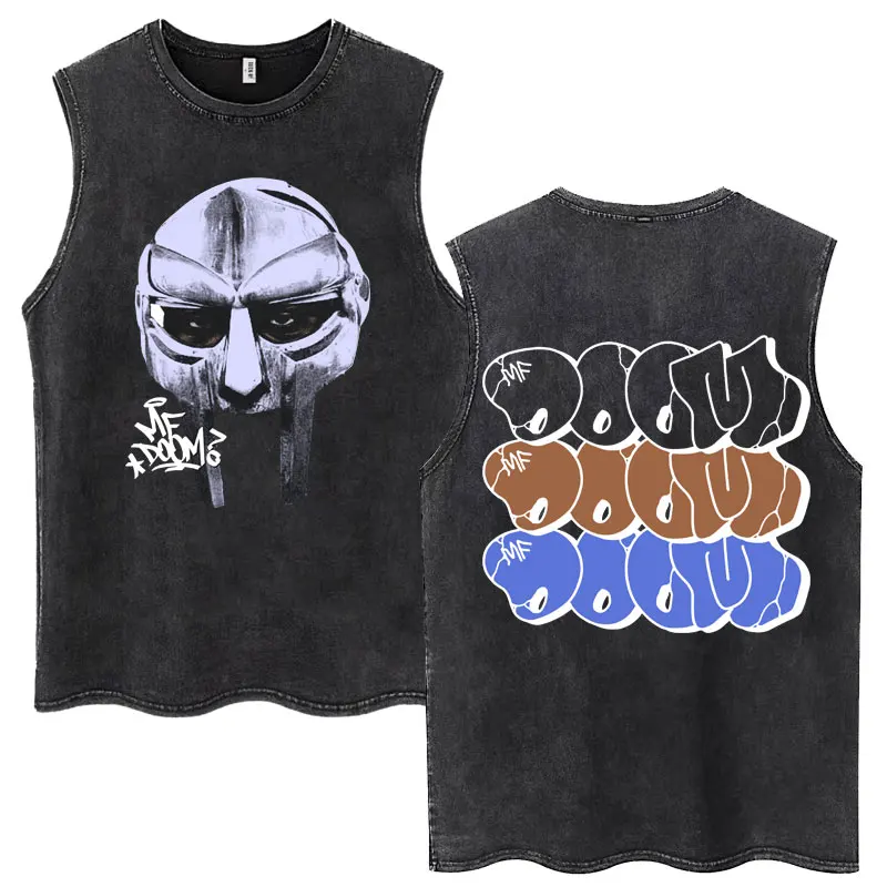 

Rapper Mf Doom Mask Madlib Madvillain Washed Tank Tops Men Women Hip Hop Sleeveless T-shirts Vintage 100% Cotton Oversized Vest