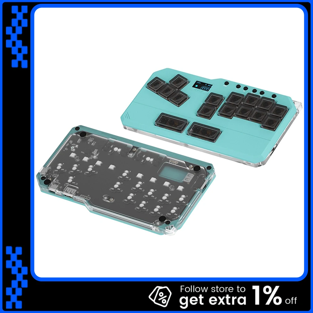 

DOIO KBHX-01 SLIM Mechanical Keyboard Aluminum Short Switch MIXBOX Mini Game Keyboard Rocker Arcade Fighting For PS5 Switch PC