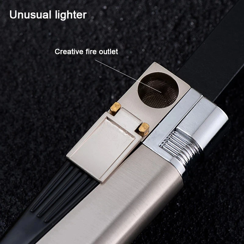 Kitchen Accessories Lighter Creative Windproof Metal Butane Inflatable Lighter Outdoor Portable Barbecue Cigar Tube Gift for Men