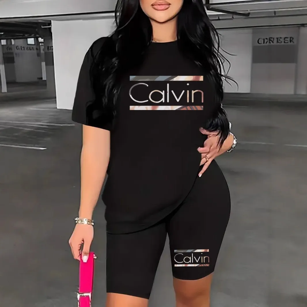 

2025 Womens Outfits Fashion Casual Printing Short Sleeve+Shorts Suit Simplicity T-shirt Tracksuits Summer Daily Short Sets S-3XL