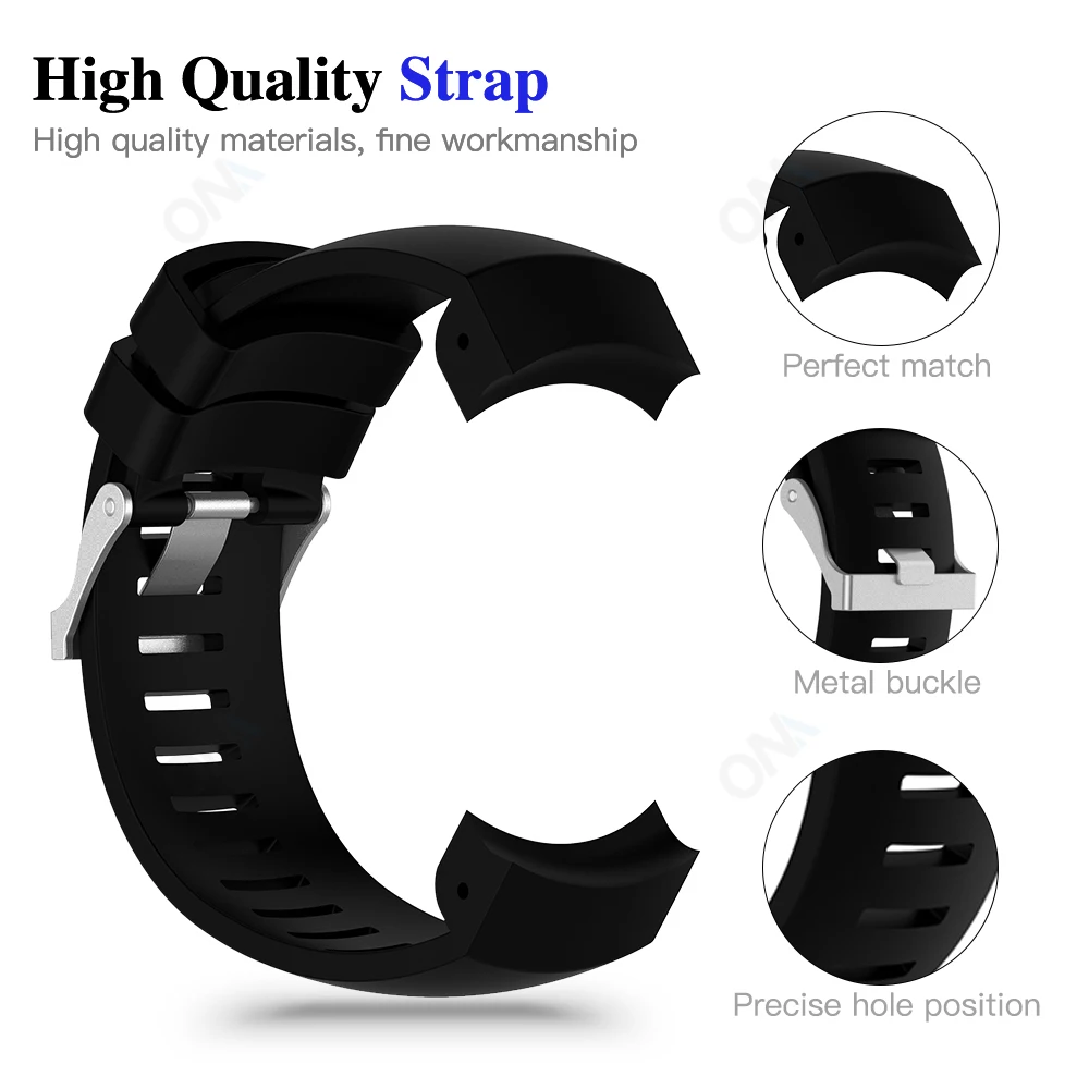 Watchband Strap for Suunto Core ALU black Smart Watch Replacement Silicone Bracelet Band for Suunto Core ALU Correa