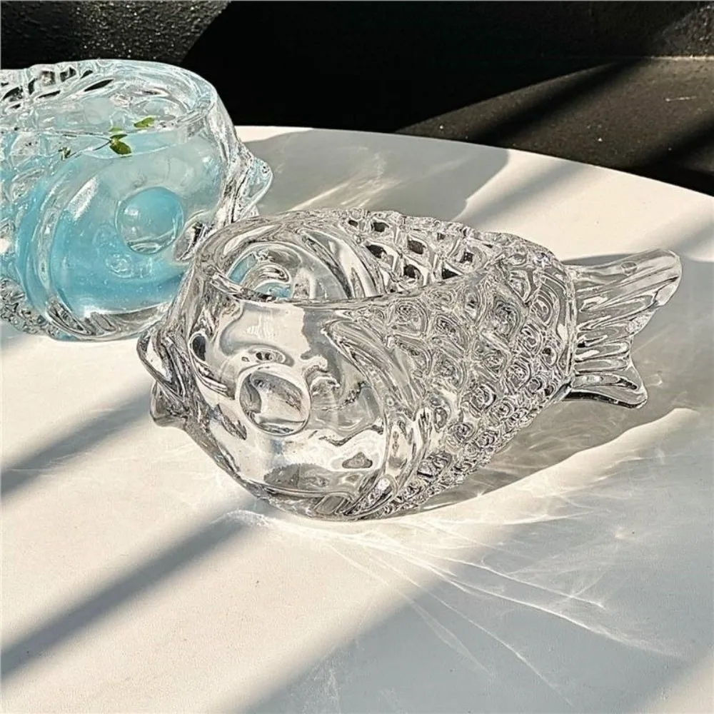 

Unique 3D Pufferfish-shaped Glass Cup Transparent Ice Cream Cup Wine Glass Thick Lovely Smoothies Bowl Home Bar