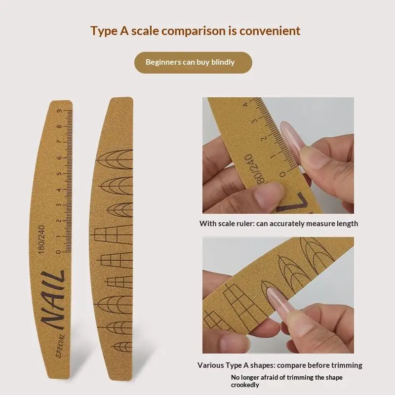 5 Pcs Nail File Set With Scale Nail Art Double-sided 80-240 Grit Nail File Grinding Sanding Buffer Buffing Manicure Tool